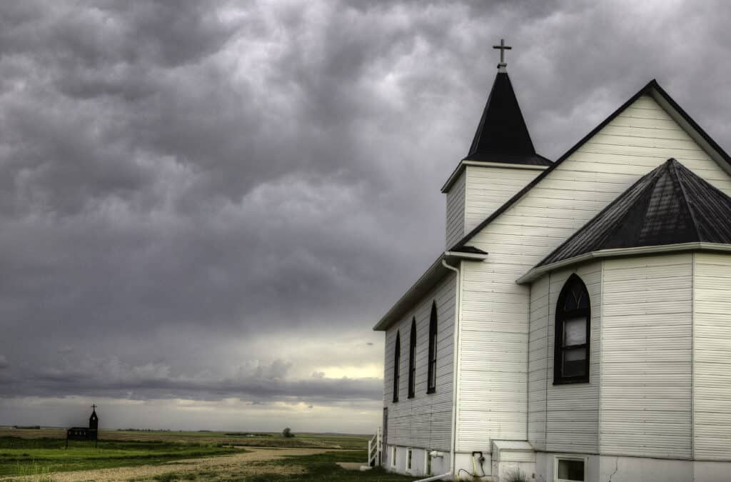 Storm Clouds at rural church 