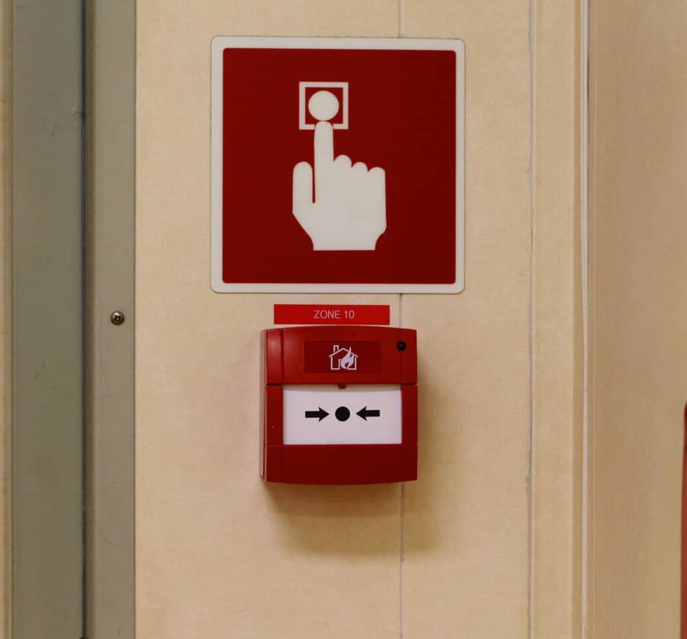 Fire alarms, emergency push buttons, signal to alert everyone and escape
