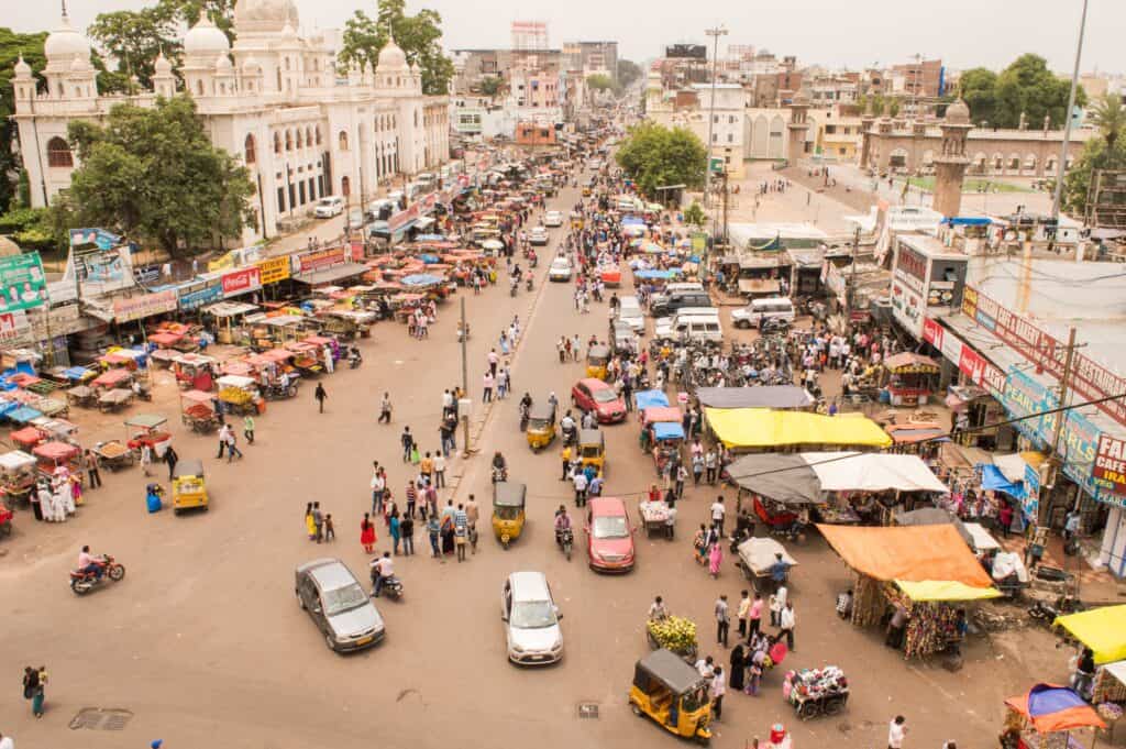 daily market scene at Charminar In Hyderabad