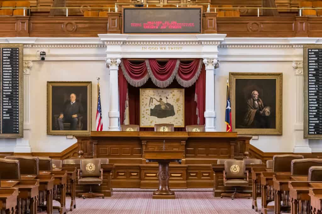 Austin, TX/USA: House of Representatives Chamber in Texas State Capitol in Austin, TX
